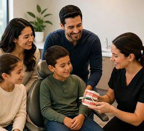 Family visiting Greenwood Park Dentistry for children’s preventive dental care in Kingston